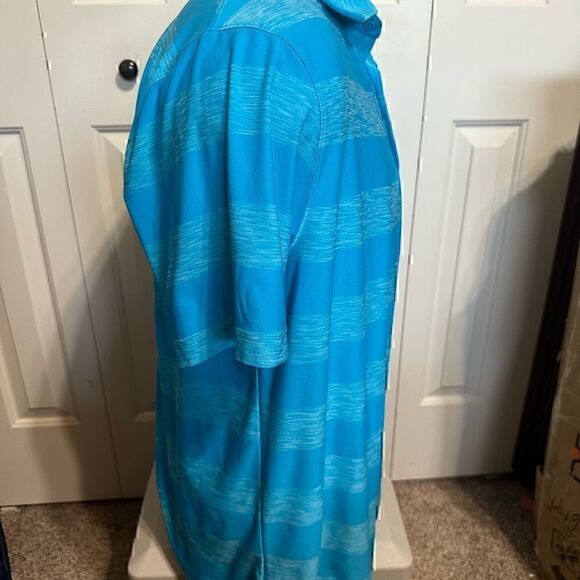 Under Armour HeatGear Mens Large Blue Striped Short Sleeve Polo - Picture 3 of 5